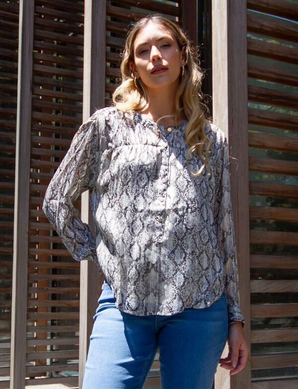 Blusa Chiffon Print GRIS/MULTI