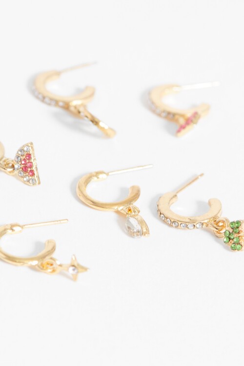 Set aros brillo trébol dorado