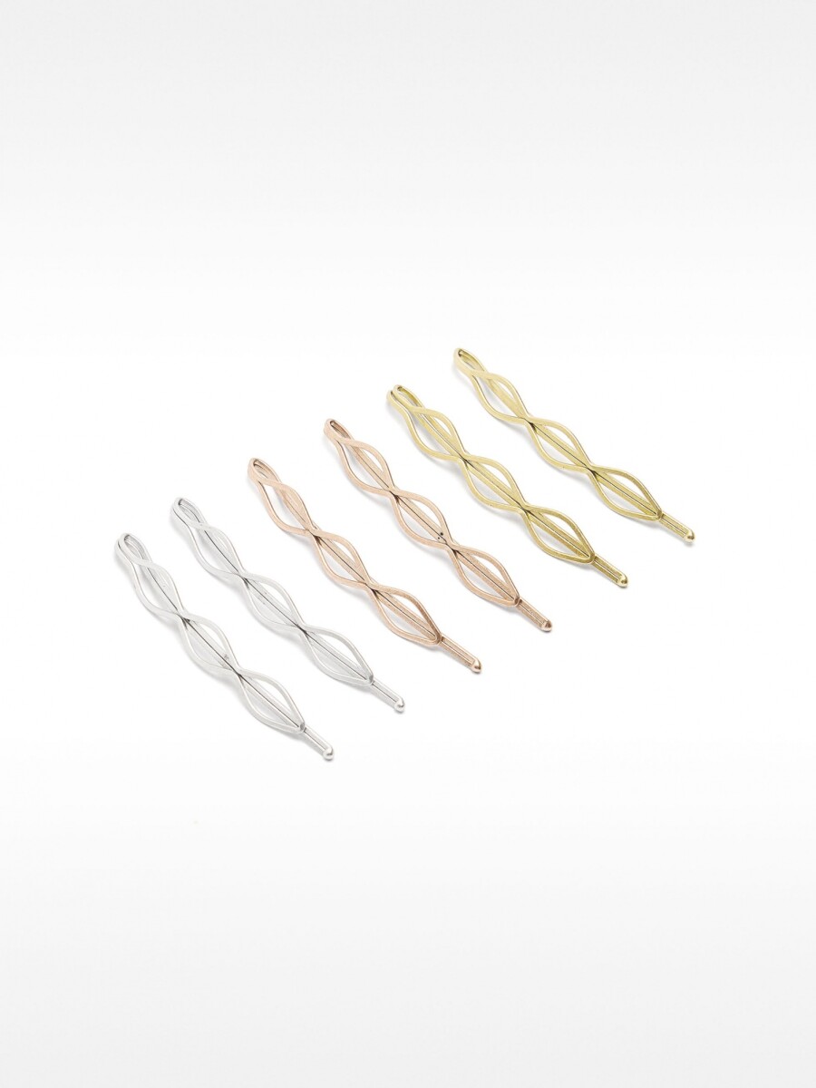 Set De Horquillas Metalizadas bicolor