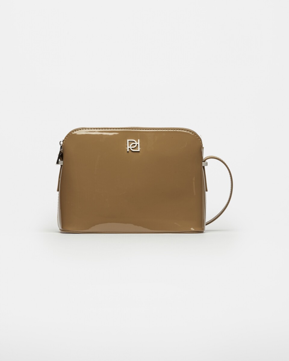Bandolera Dyna En Efecto Cuero Charol - Taupe 