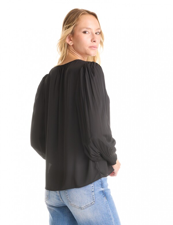 Blusa Gasa Plisada NEGRO