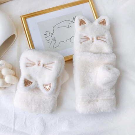 Mitones guantes peluche Gatito Blanco