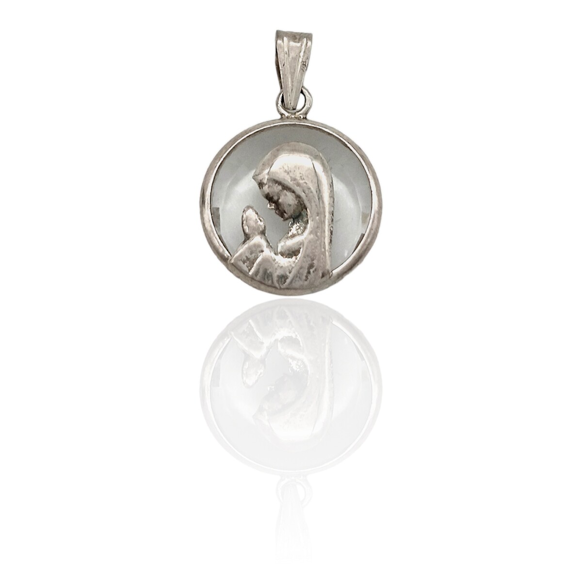 Dije Colgante Virgen Niña-Plata 925-Piedra Cuarzo cristal-CP3034 - conpiedra 