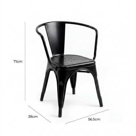 Silla Tolix Fade To Black Metálica Reposabrazo Negro