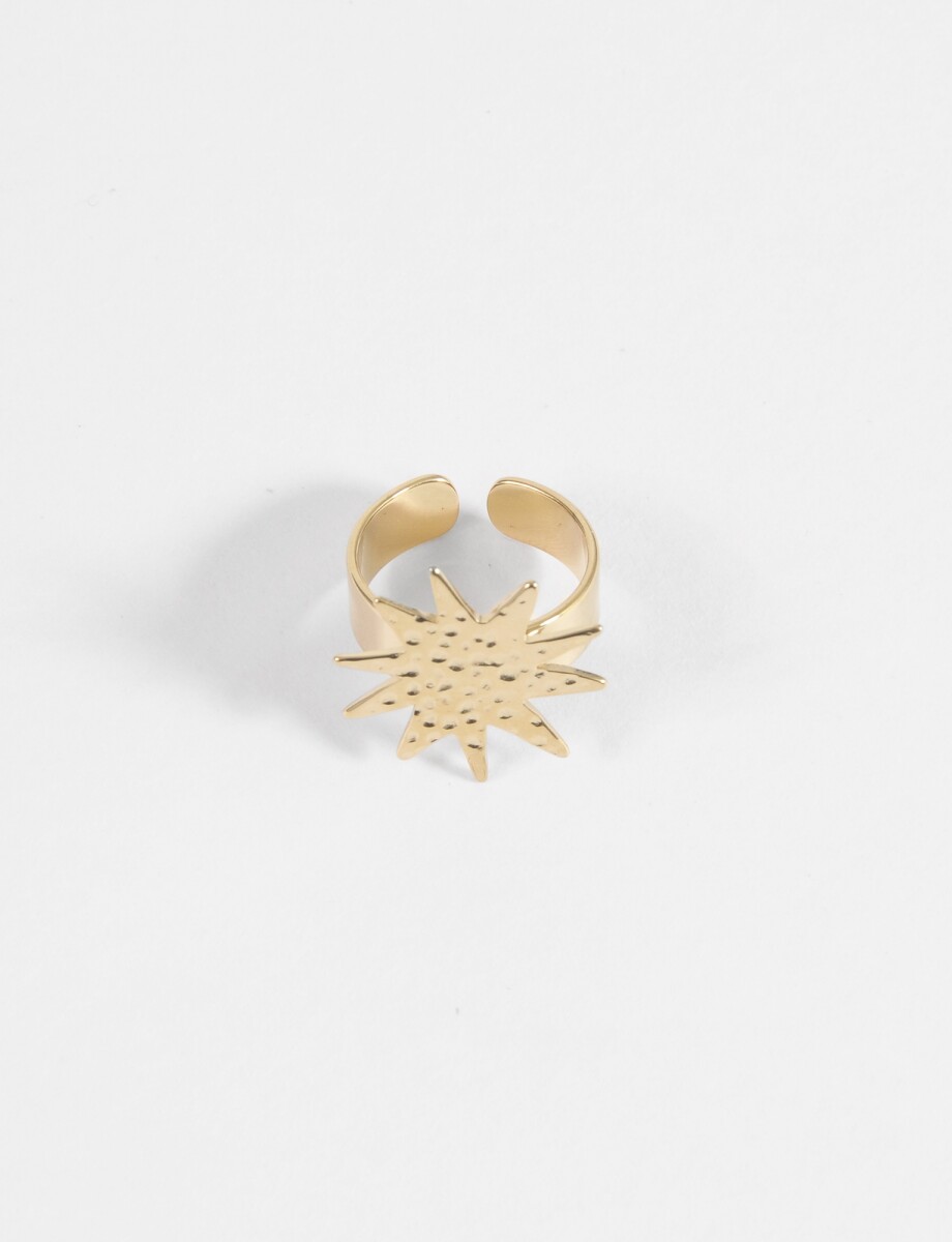 Anillo ajustable estrella acero - dorado 
