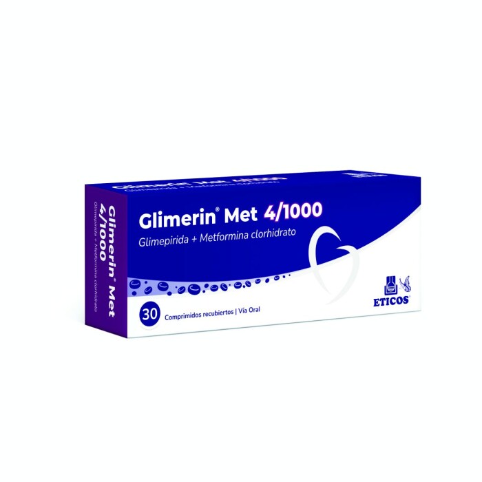GLIMERIN MET 4 MG/1000MG CJX 30 COM.REC única