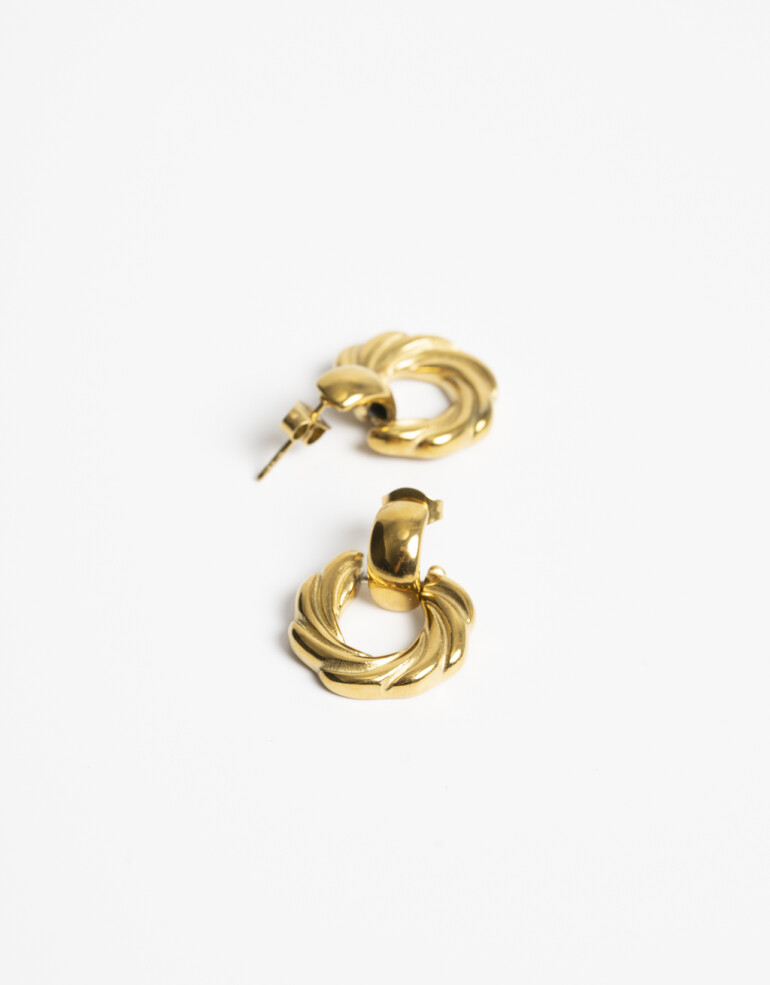Aros Colgantes Cortos Metal Aros Cortos Acero - Dorado