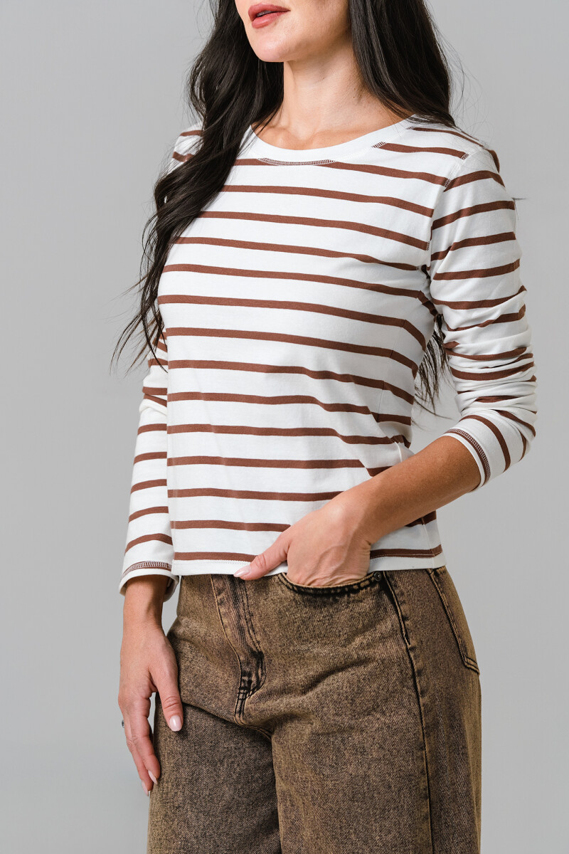 REMERA VALERIA CRUDO Y CHOCOLATE