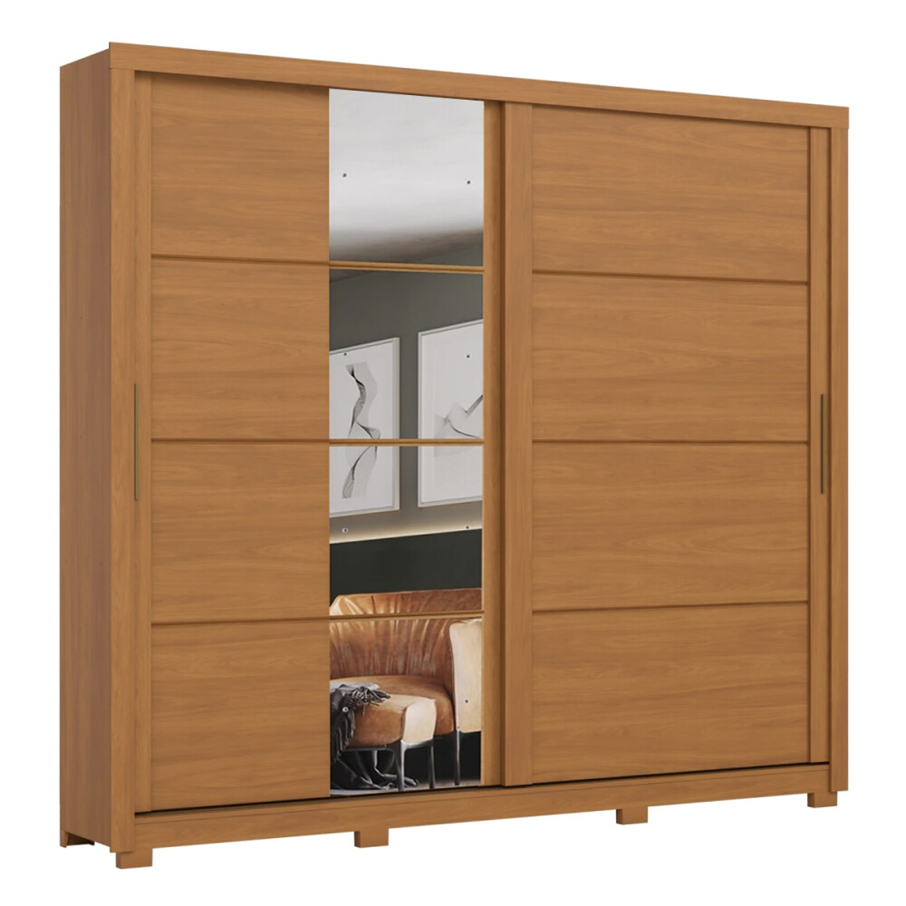 ROPERO 2 PUERTAS 4 CAJONES INTERNOS ESPEJO GUARDARROPA CLOSET ARMARIO COLOR MADERA
