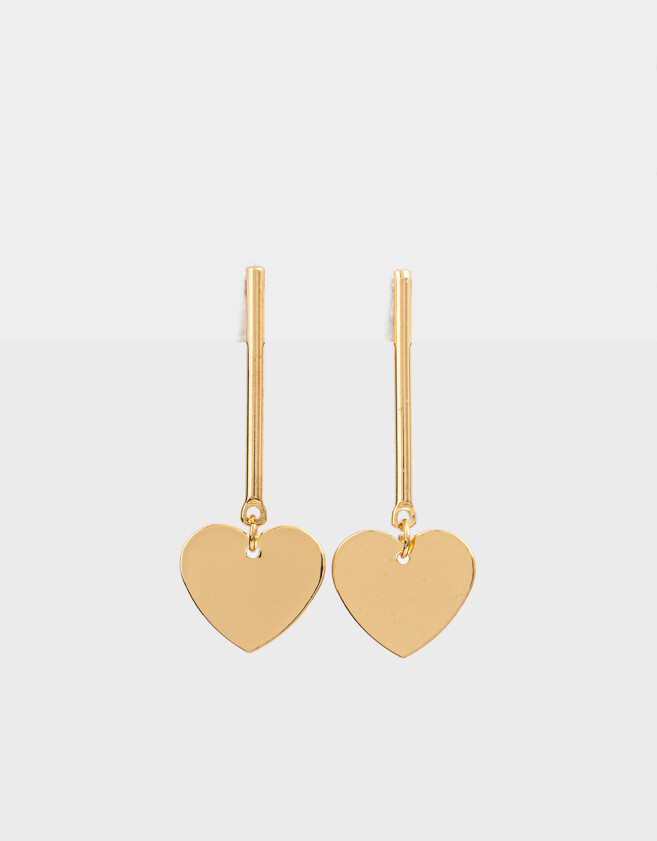 Aros Colgantes Cortos Con corazón Aros Colgantes Cortos Con Corazón - Dorado