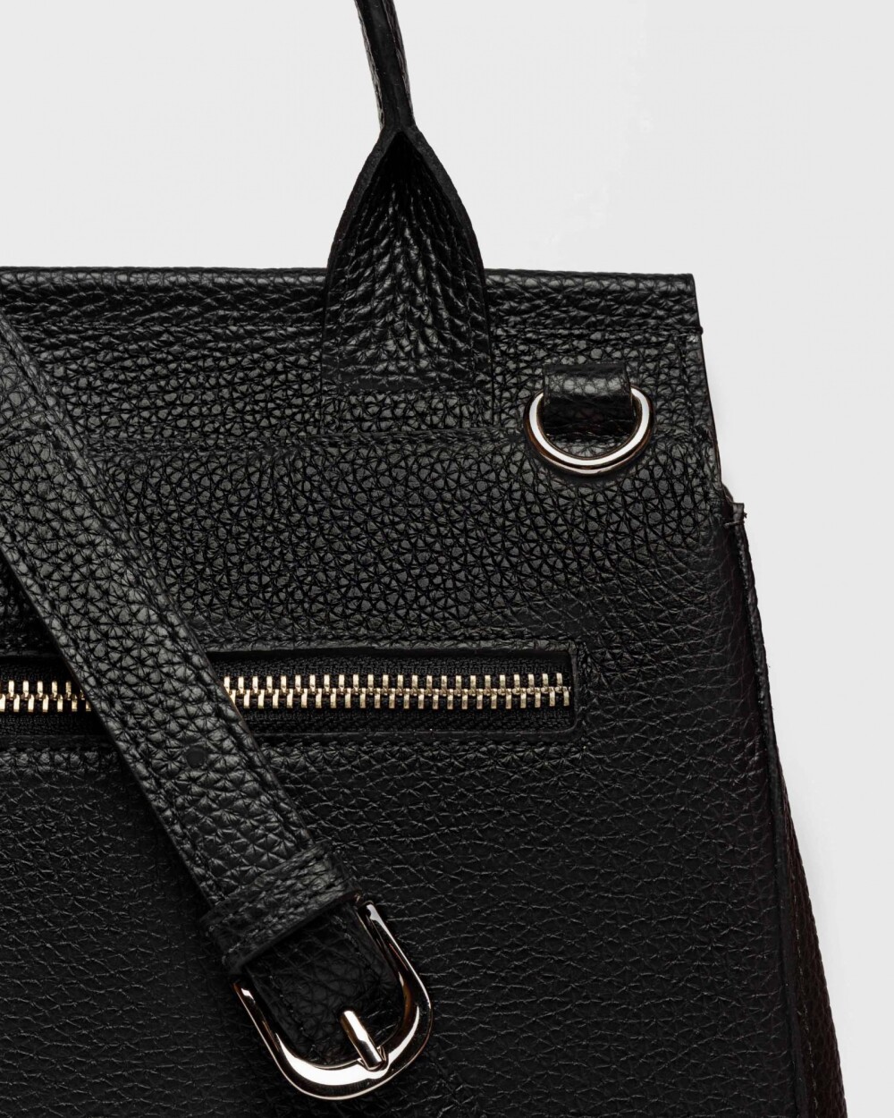 Cartera de Mano Catalana En Cuero Graneado Negro