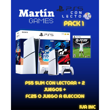 PS5 SLIM CON LECTORA 0KM + ASTROBOT + GRAN TURISMO 7 + FC25 O JUEGO A ELECCION PS5 SLIM CON LECTORA 0KM + ASTROBOT + GRAN TURISMO 7 + FC25 O JUEGO A ELECCION