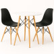Juego de comedor Con Mesa Circular de 80cm + 2 Sillas Eames Negro