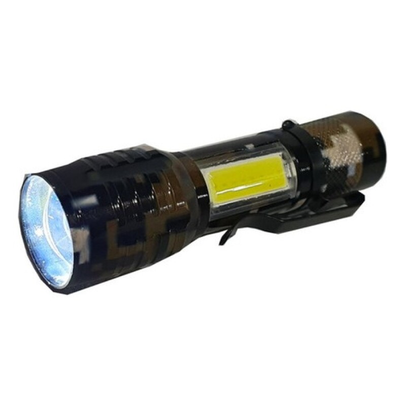Linterna de Mano Recargable LED con Zoom Arye Carga USB Diseño Camuflado Linterna de Mano Recargable LED con Zoom Arye Carga USB Diseño Camuflado