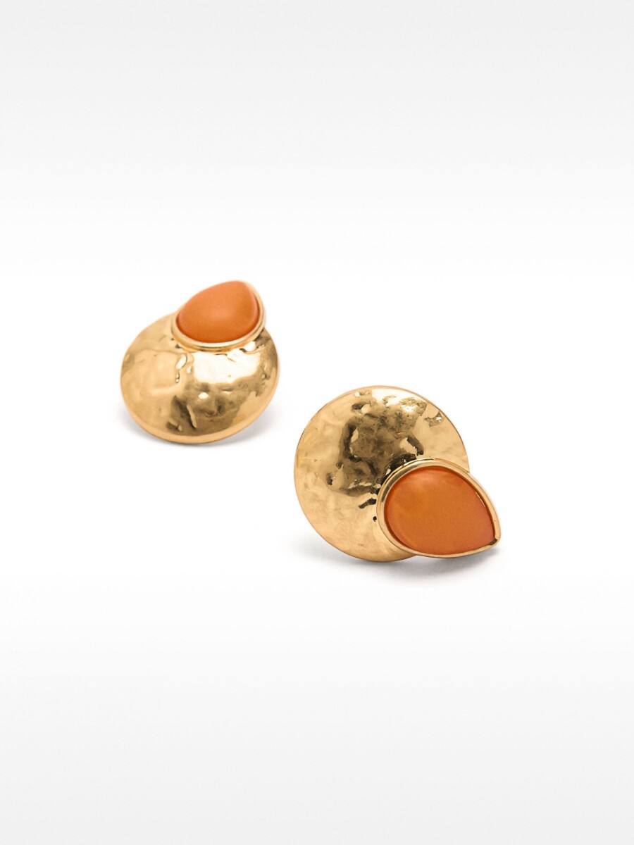 Pendientes Redondos De Resina naranja
