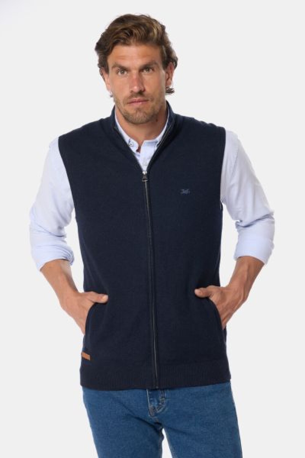 CHALECO TEJIDO DE ALGODON Azul