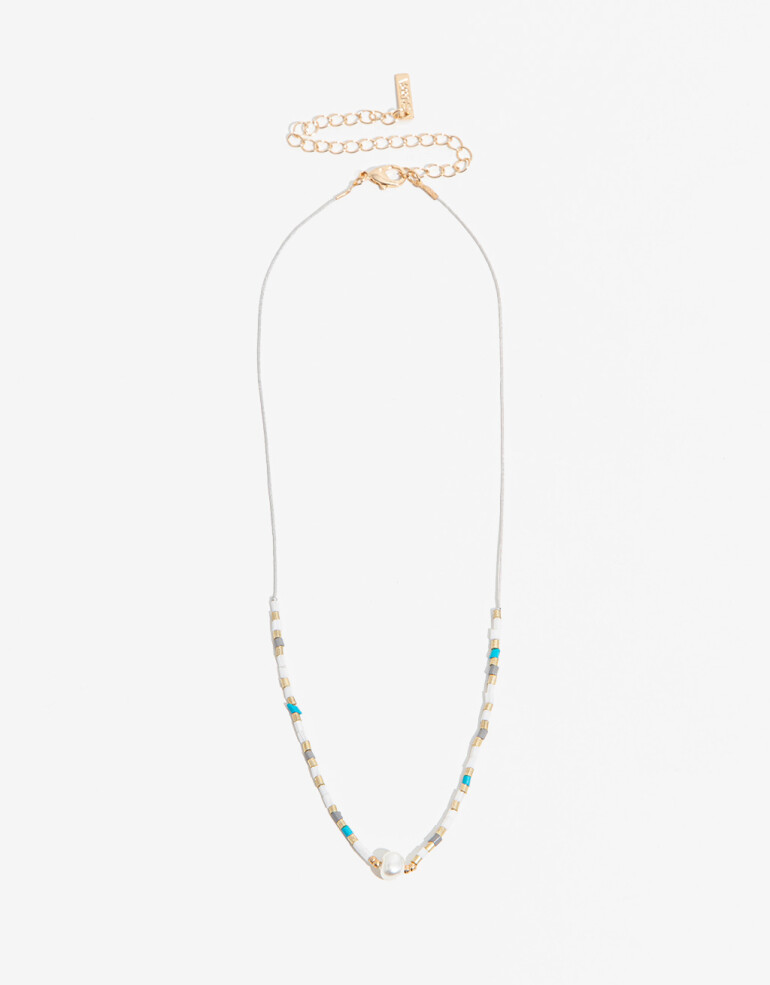 Collares Cortos Canutillos Collar Con Beads - Combinacion Multicolor