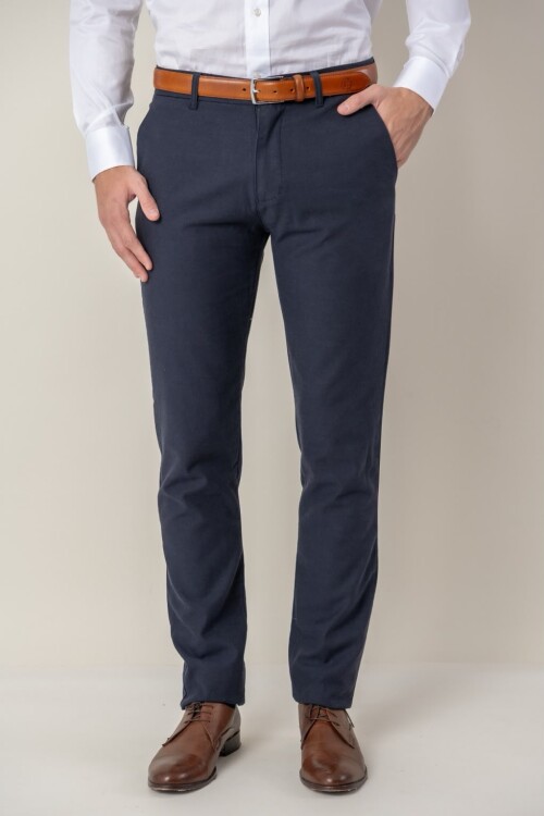 Pantalón de Tencel Classic Fit Azul