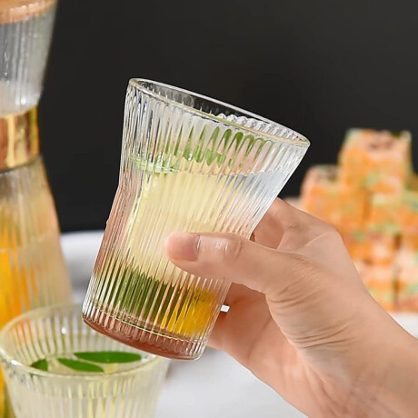 Set de vasos y botella de vidrio con tapa de bambú reutilizable 500ml Transparente