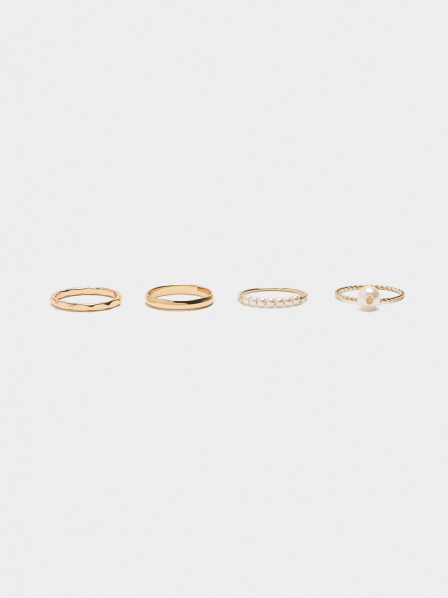 Set De Anillos Con Perlas blanco