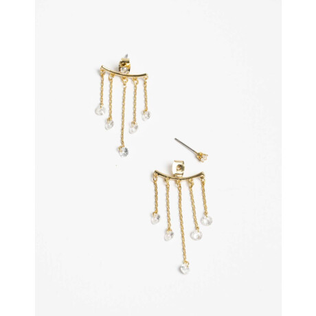 Aros Colgantes Cubic Zirconia Dorado