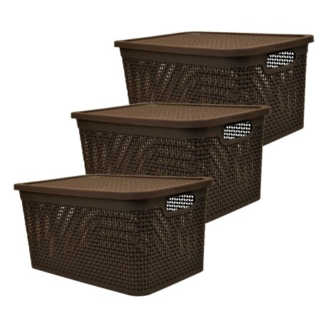 Set x3 Caja simil ratán 15 lts CHOCOLATE
