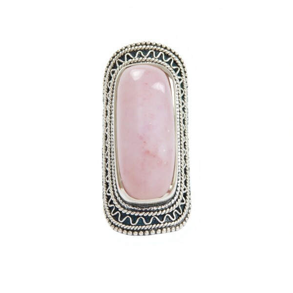 Anillo rectangulo-Plata 925-Piedra cuarzo rosa-AN3953 conpiedra