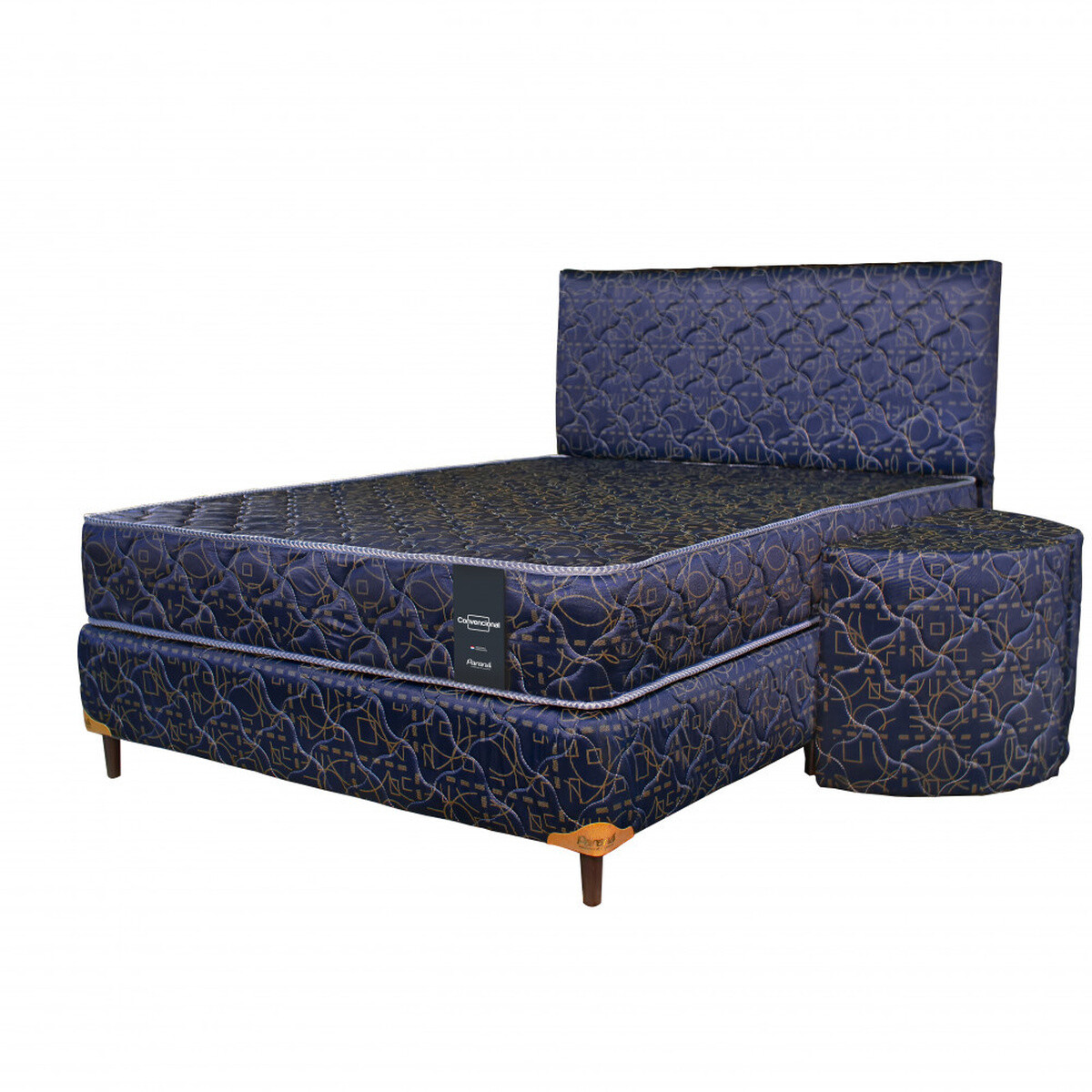 SOMIER COMPLETO CONVENCIONAL 1.40X1.90 AZUL 80K + 2 ALMOHADAS - Unica 