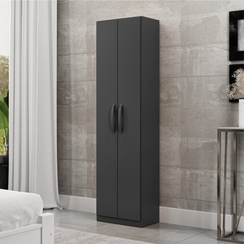 Armario Ropero Multiuso 2 Puertas 170 x 46,2 x 28,5 cm - MDP - Negro Armario Ropero Multiuso 2 Puertas 170 x 46,2 x 28,5 cm - MDP - Negro