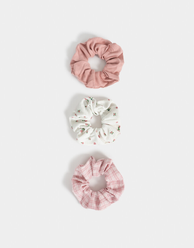 Skunzies Set por 3 Set De Scrunchies - Rosa Claro