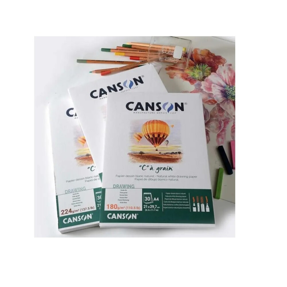 Block Canson A Grain A4 – 30 Hojas 180?g Grano Fino BLOCK C`A GRAIN 30 HOJ. 180GRS. GRANO FINO A4