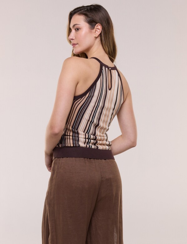 Musculosa Tejida Lineas MULTI/MARRON