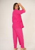 Conjunto kimono+ palazo 100% lino Rosado