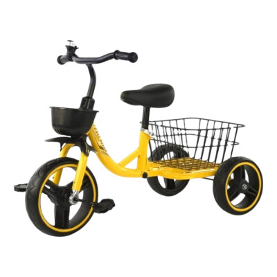 Triciclo metálico con canasto Amarillo