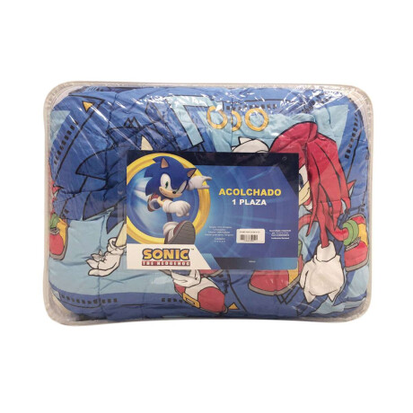 Acolchado Infantil Sonic 1 Plaza 100% Microfibra Azul Francia