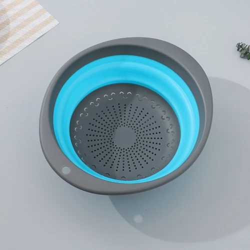 Colador Plegable - Gris Y Azul - Grande Colador Plegable - Gris Y Azul - Grande