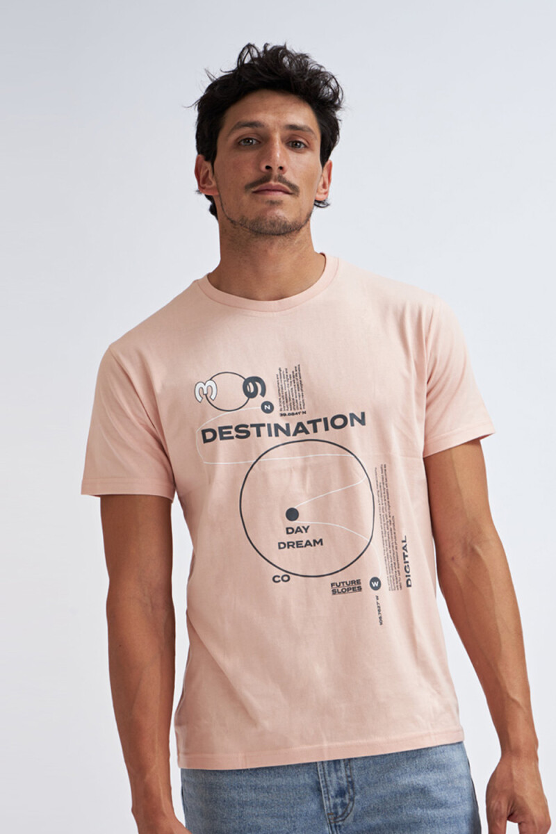 Camiseta manga corta estampada Rosa