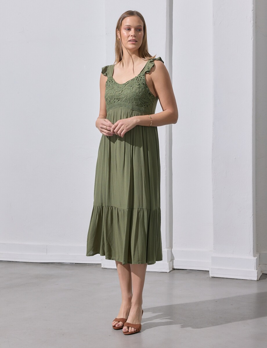 Vestido Midi Det Cro - Oliva 