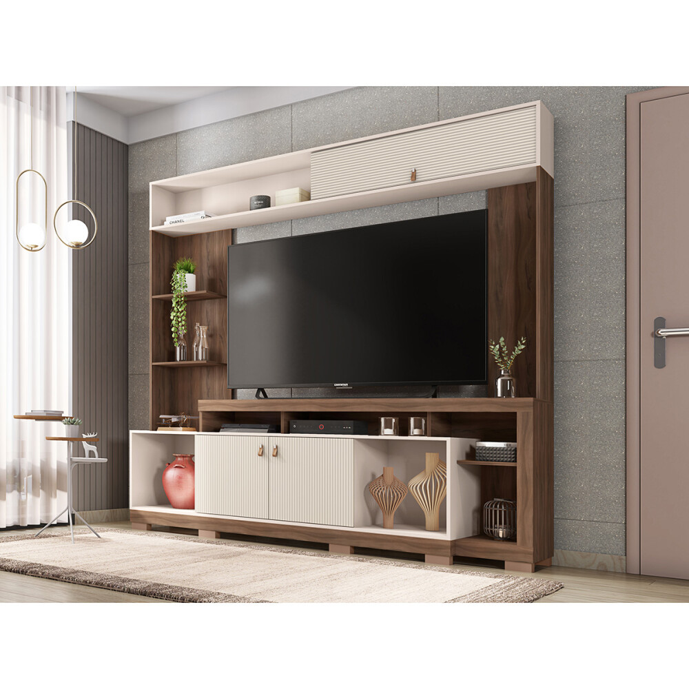 RACK "HOME THEATER SINFONIA" COLOR NOGUEIRA SAN REMO/OFF MR Rack "home Theater Sinfonia" Color Nogueira San Remo/off Mr