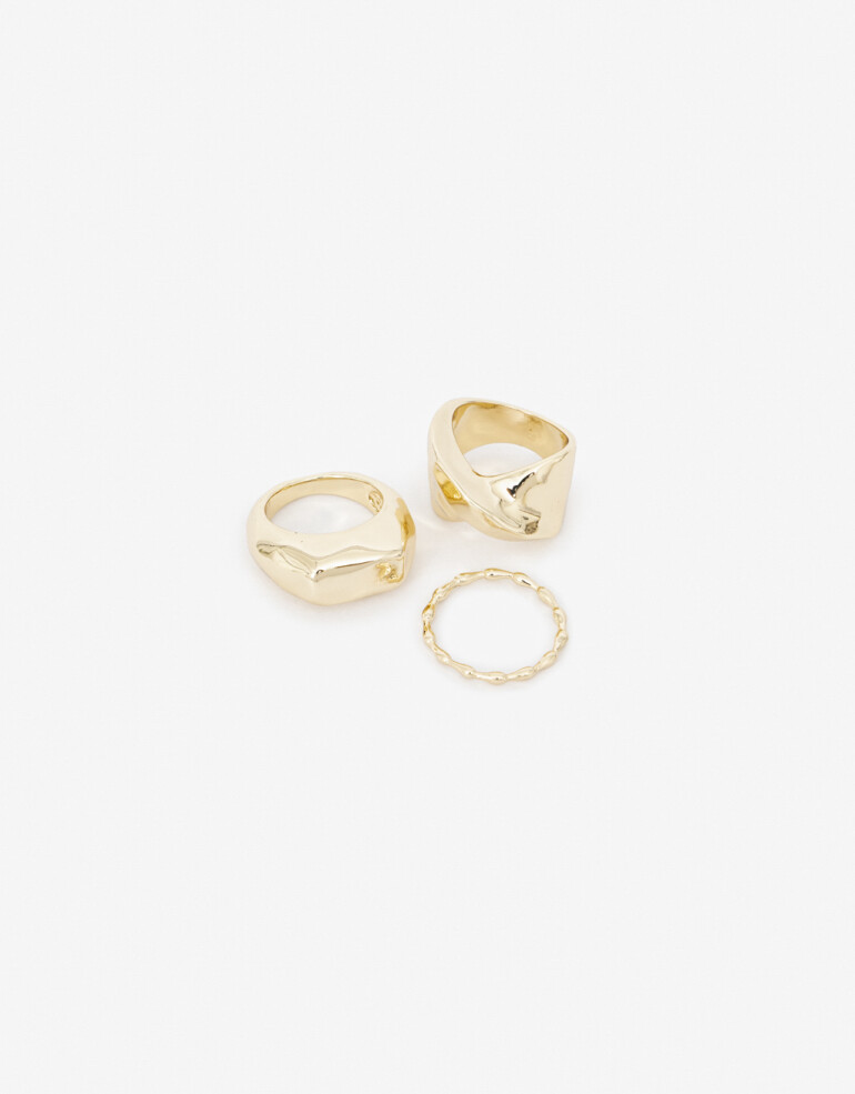 Anillos Medianos y Grandes Metal Anillo Orgánico Metal - Dorado