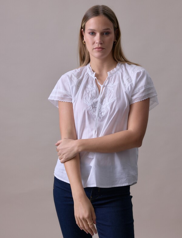 Blusa Algodon Det Puntilla BLANCO
