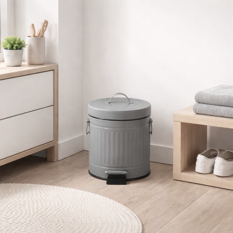 Papelera Retro 5L Metal GRIS