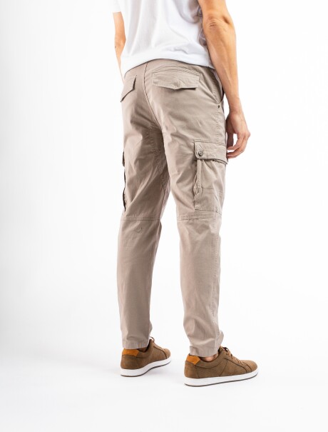 Pantalón Algodón Cargo Slim Beige