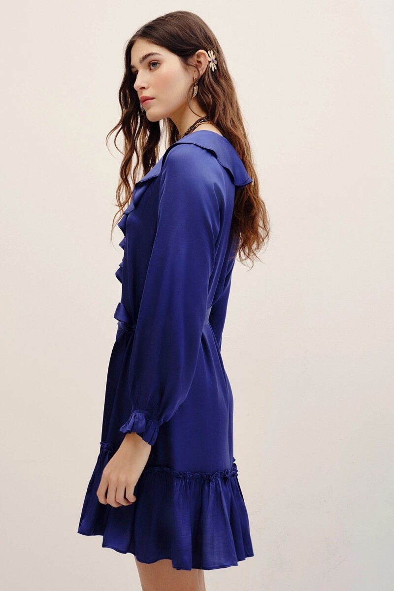 VESTIDO VOLADO PLAIN Azul