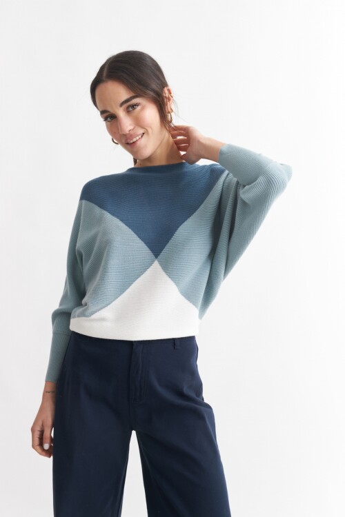 Sweater geométrico PETROLEO