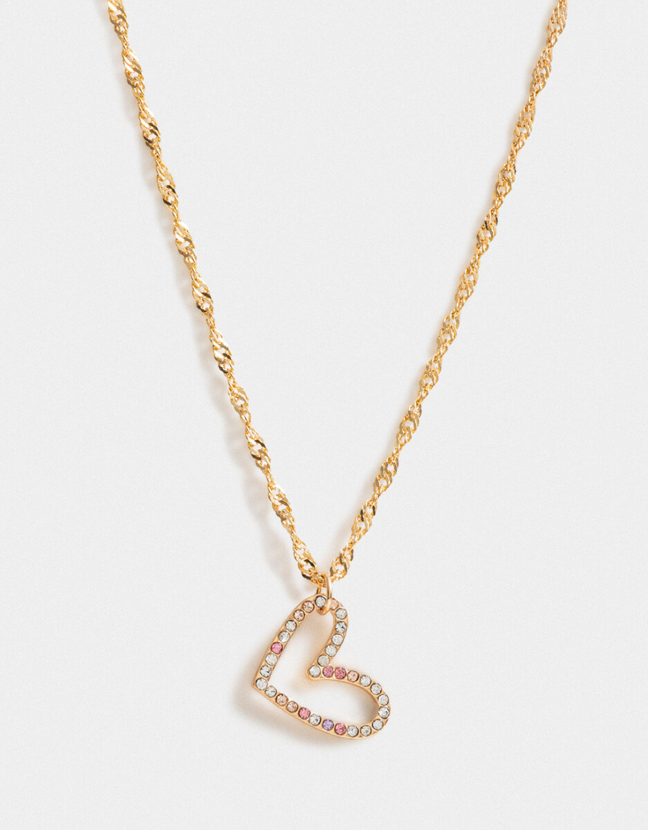 Cadena Corta Con Dije Corazón Dorado 