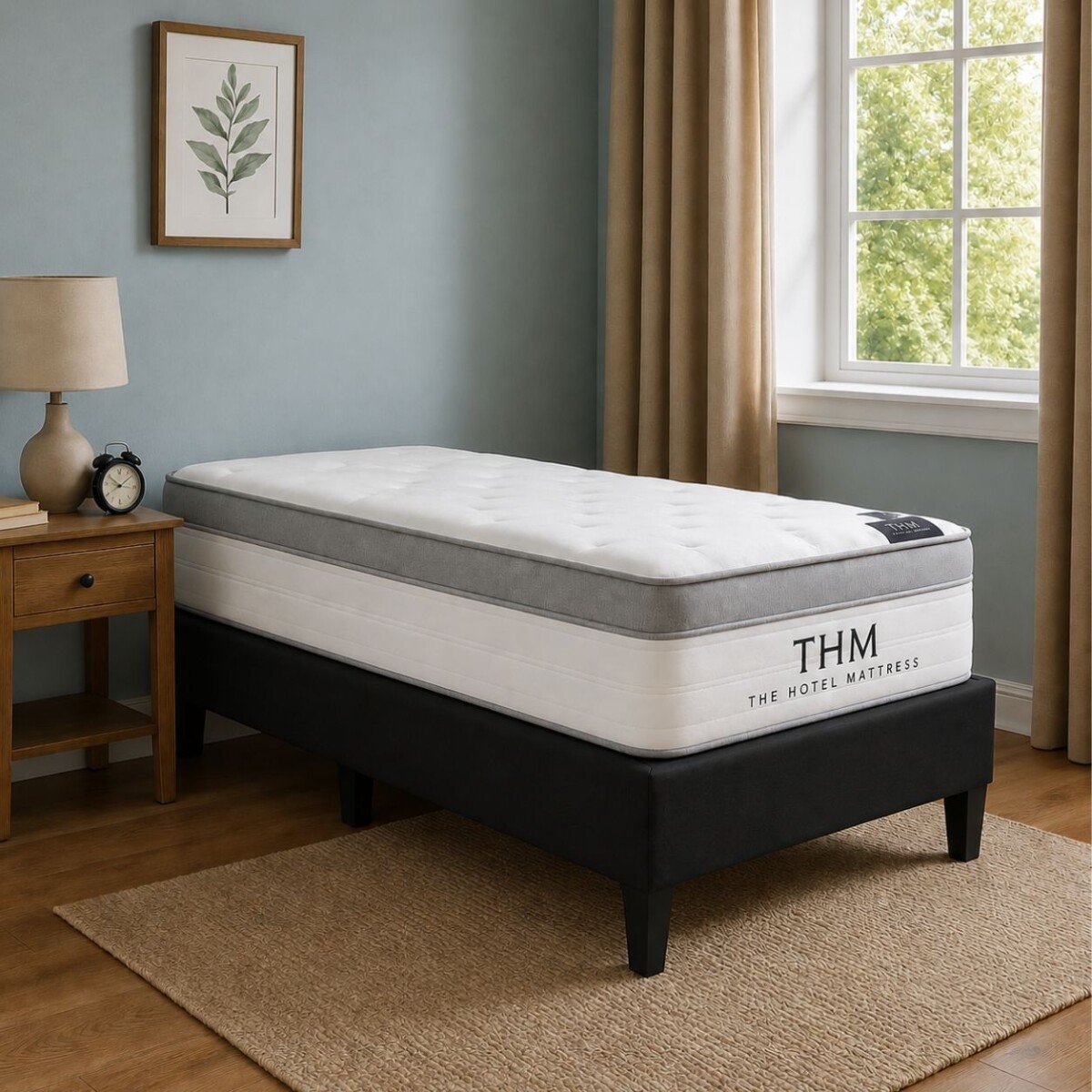 Sommier 1 Plaza 80x185 - Colchon HAMPTONS Hybrid Rhodium 
