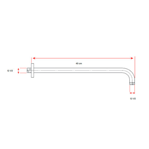 Brazo De Ducha De 40 Cms. De Acero Inoxidable 000