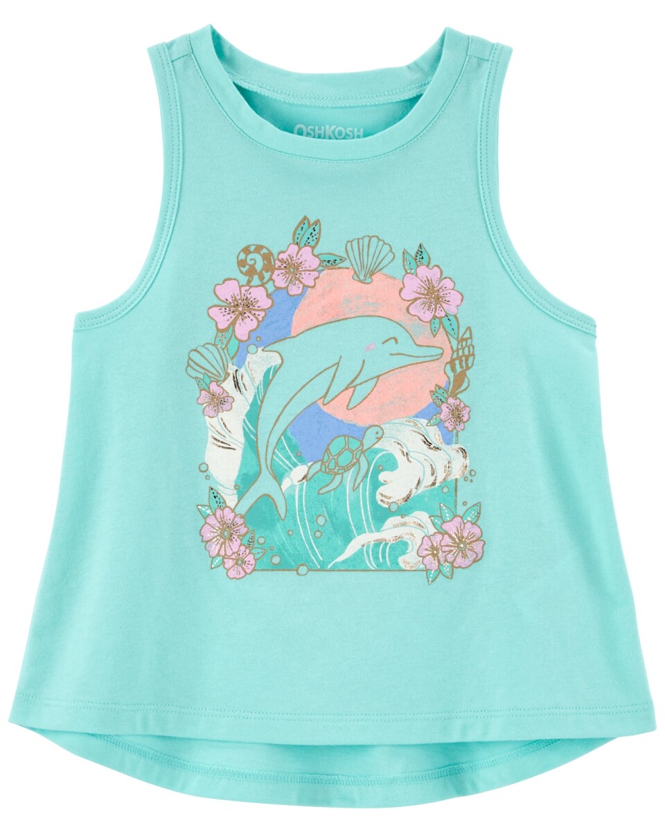 Musculosa con brillos diseño delfín 