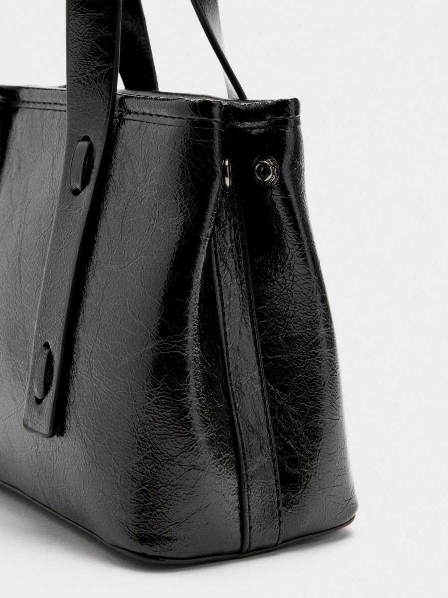 Bolso Tote Efecto Craquelado negro